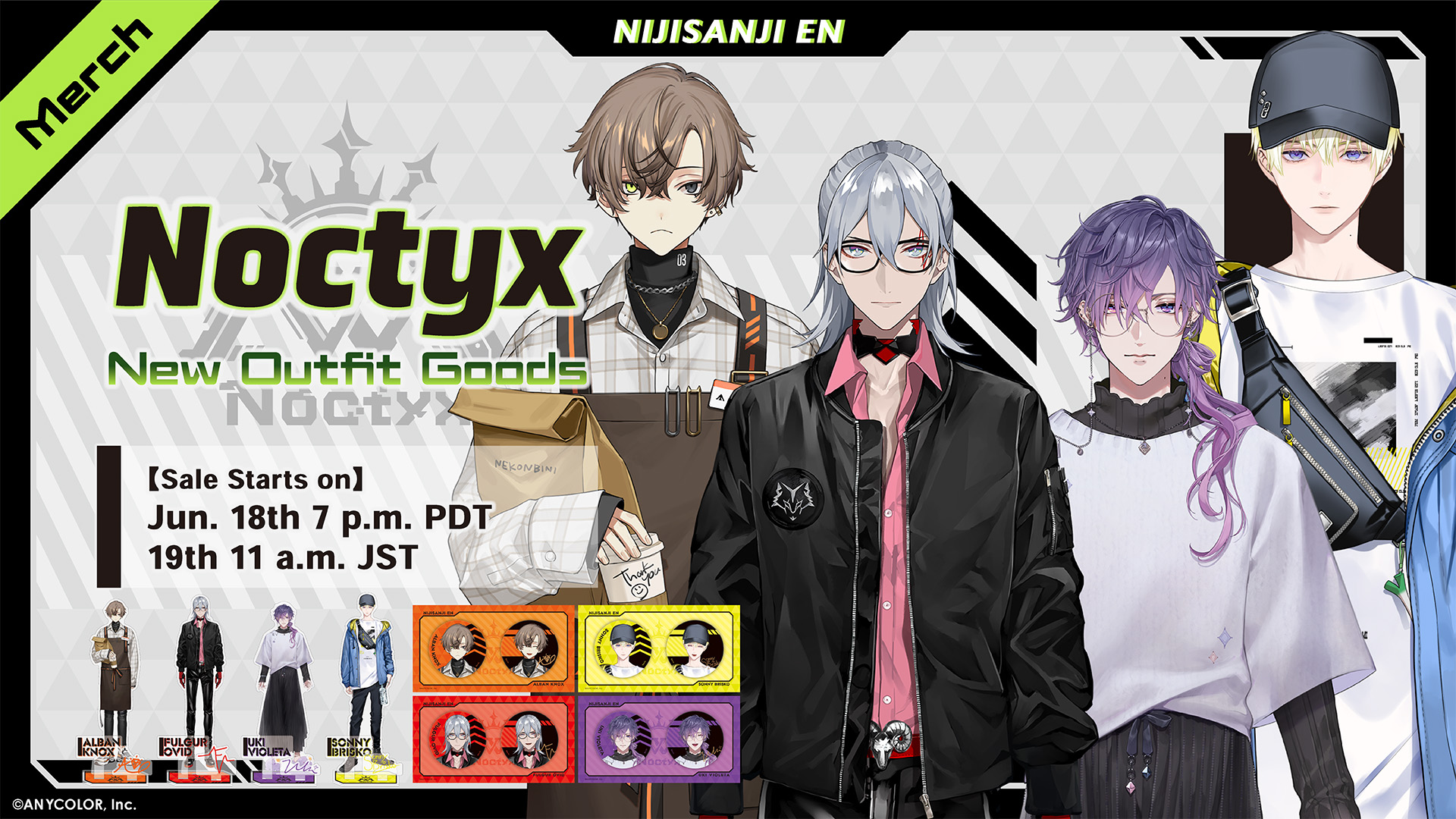 NIJISANJI EN announces “Noctyx New Outfit Goods” | ANYCOLOR Inc.